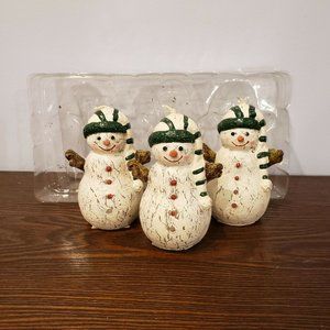 New Old Stock NOS The Cellar Vintage Christmas Snowman Candles Set Of 3 No Box